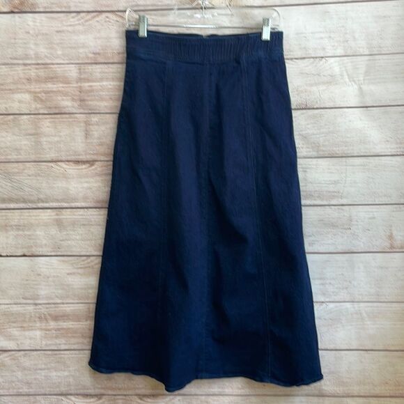 VINTAGE KORET DENIM MODEST MAXI SKIRT IN DARK WASH - Picture 1 of 5